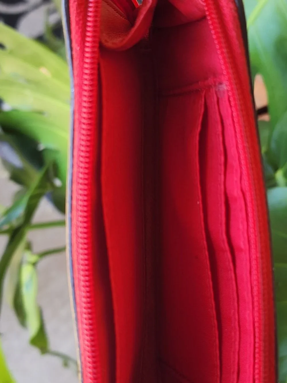 Coach Cross Grain Leather Corner Zip Wristlet Wallet in Red